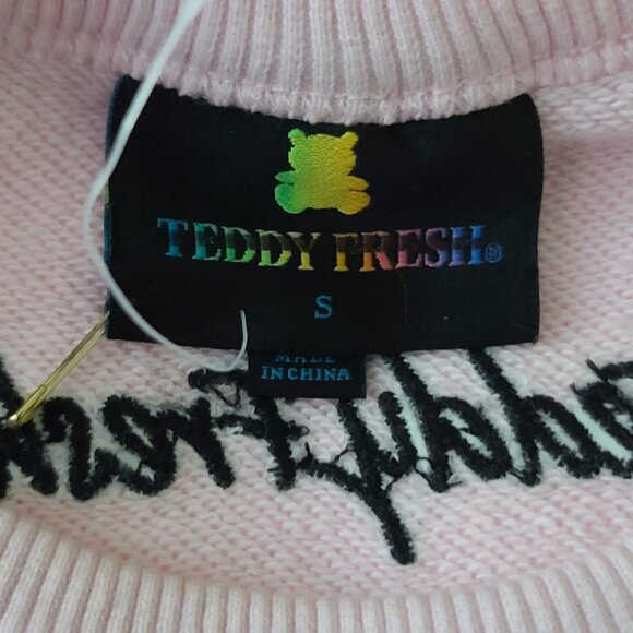 Teddy Fresh Lace Applique Bear Sweatshirt Small Pink Long Sleeve Fun Soft NWOT - Picture 2 of 9
